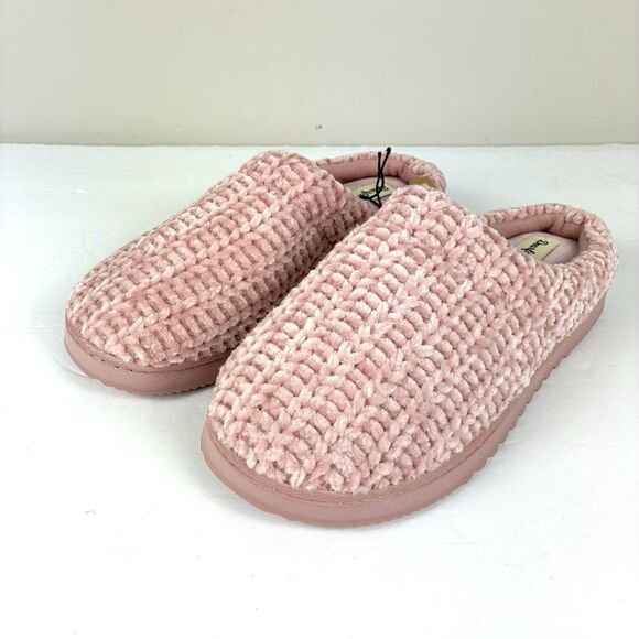 Dearfoams Women's Chenille Cable Knit Cozy Clog Slippers Medium 7-8 Pink NWT - Picture 1 of 8